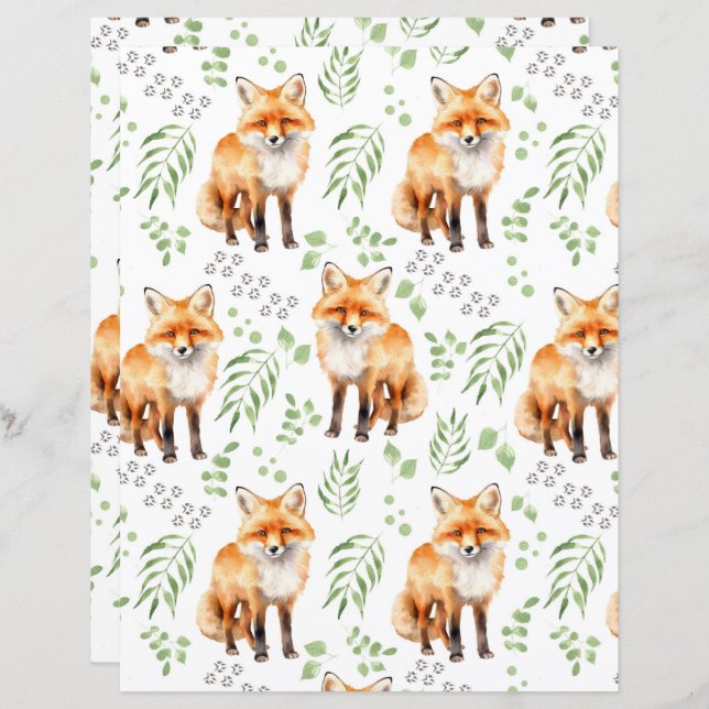 Fox Scrapbook Paper (Fram/baksida)