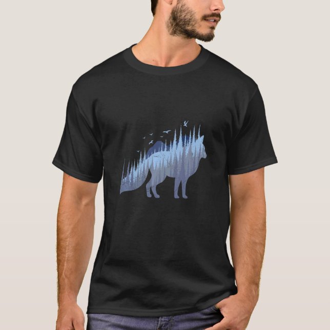 Fox silhouette fox forest hunter  2 t shirt (Framsida)