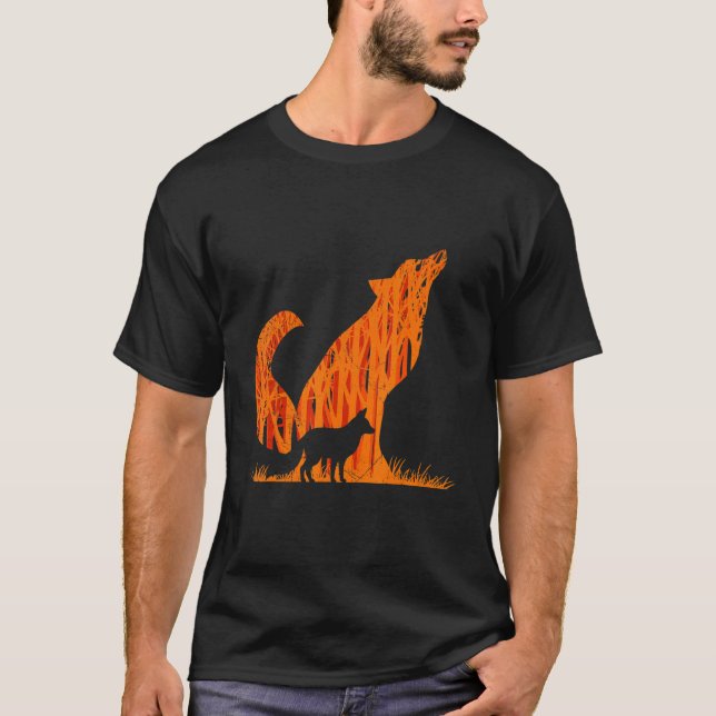 Fox silhouette fox-skogsjägare 1 t shirt (Framsida)