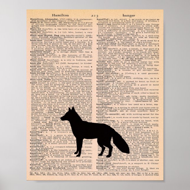Fox Silhouette Vintage Dictionary Nursery Wall Art Poster (Framsidan)