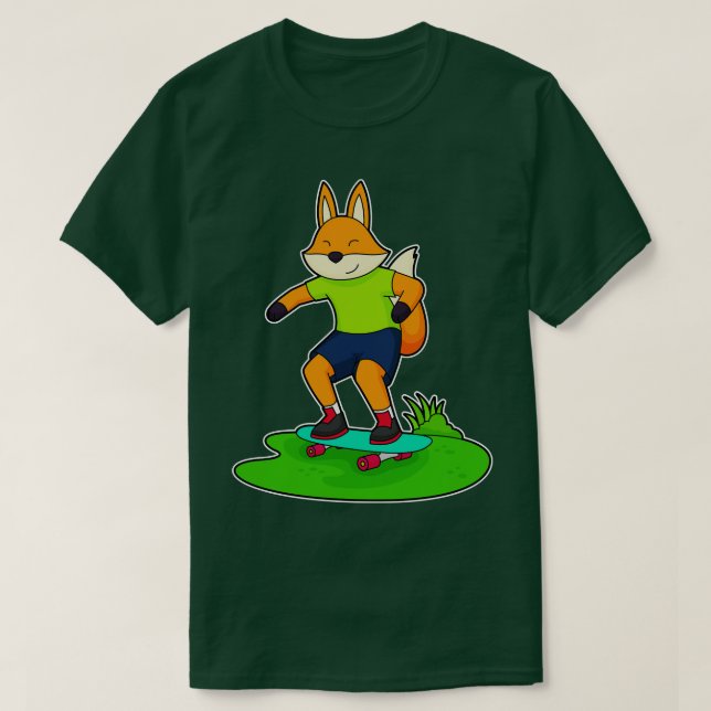 Fox Skater Skateboard 2 T Shirt (Design framsida)