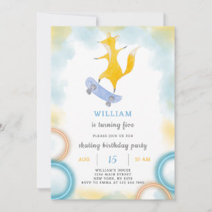 Fox Skating Birthday-inbjudan Inbjudningar