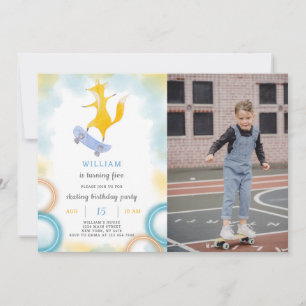 Fox Skating Birthday-inbjudan med foto Inbjudningar