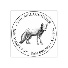 Fox Sketch | Runda familjen Namn & Returadress Stämpel