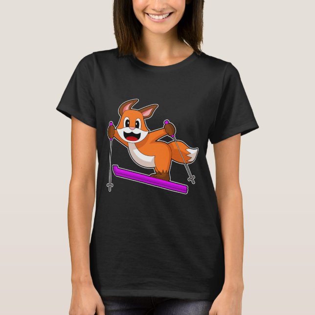 Fox Skier Ski Winter sport T Shirt (Framsida)