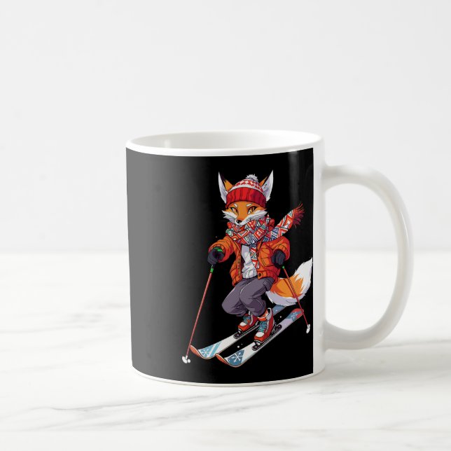 Fox Skiing Ski Winter Snö 1 Kaffemugg (Höger)