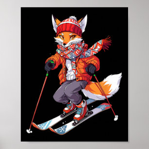 Fox Skiing Ski Winter Snö 1 Poster