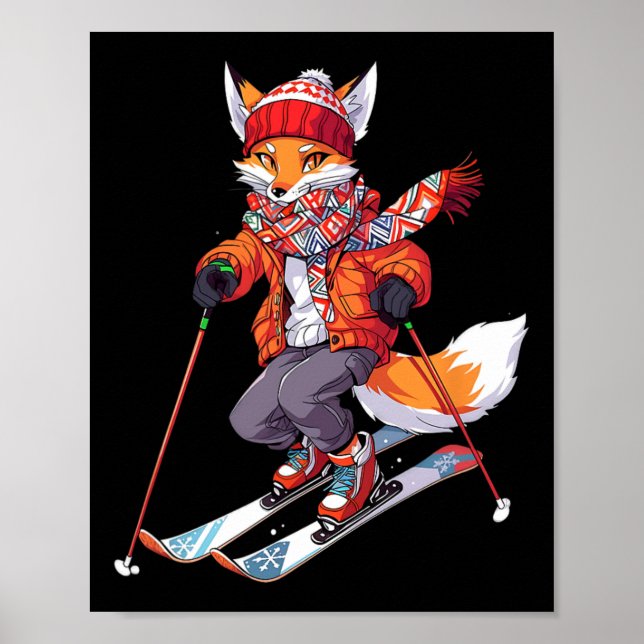 Fox Skiing Ski Winter Snö 1 Poster (Framsidan)