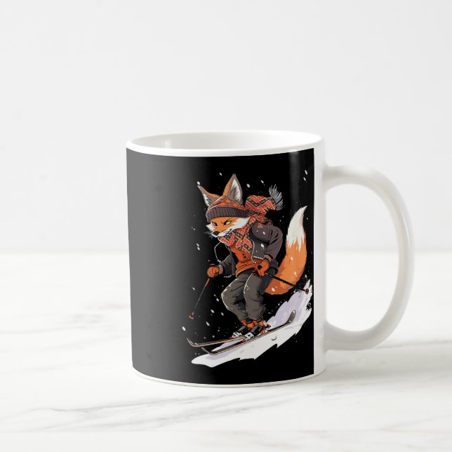 Fox Skiing Ski Winter Snö Kaffemugg (Höger)