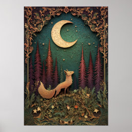 Fox | Skogskonst i Night Vår Poster