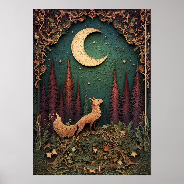 Fox | Skogskonst i Night Vår Poster (Framsidan)