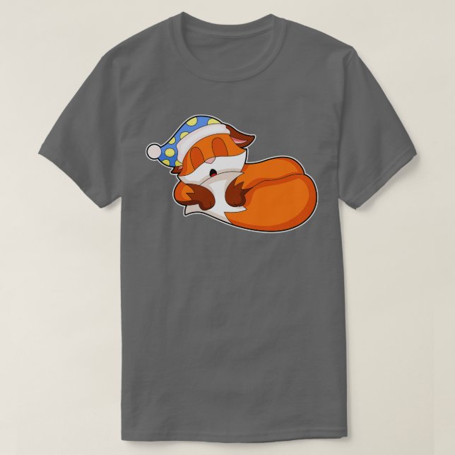 Fox Sleeping Nightcap T Shirt (Design framsida)