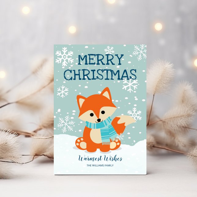 Fox Snöflingor Woodland Djurjul Julkort (Skapare uppladdad)