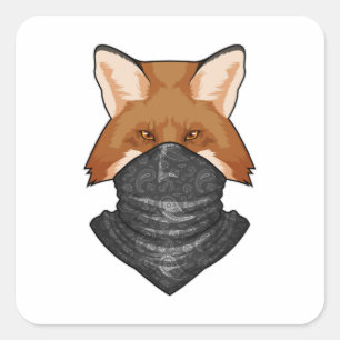 Fox som Bandit med KerChief Fyrkantigt Klistermärke