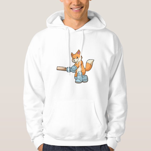 Fox som Batsman med Cricket fladdermus Hoodie (Framsida)