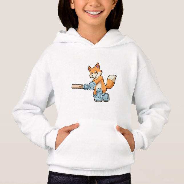Fox som Batsman med Cricket fladdermus T Shirt (Framsida)