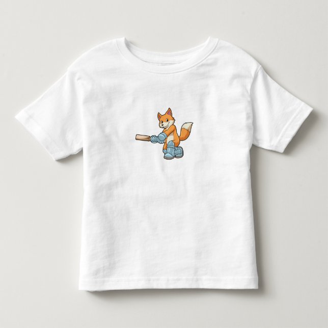 Fox som Batsman med Cricket fladdermus T Shirt (Framsida)