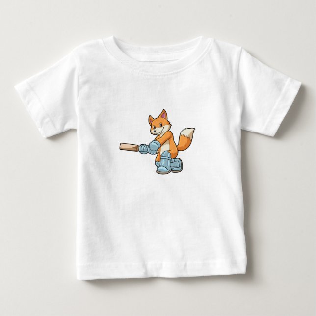 Fox som Batsman med Cricket fladdermus T Shirt (Framsida)