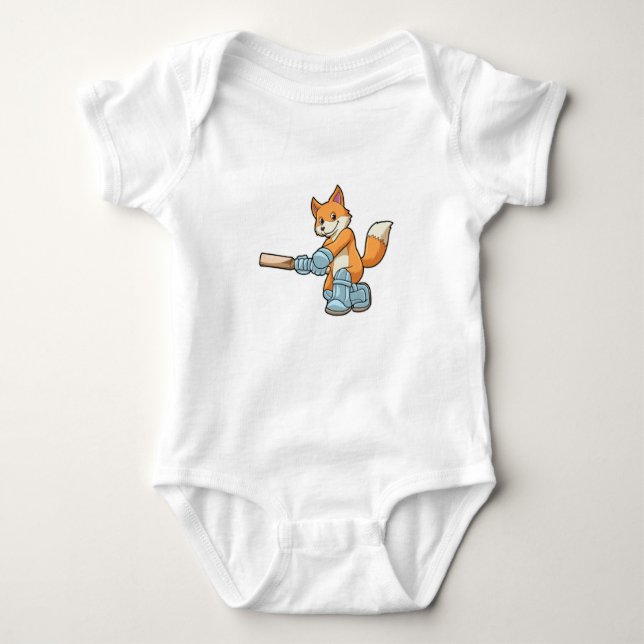 Fox som Batsman med Cricket fladdermus T Shirt (Framsida)