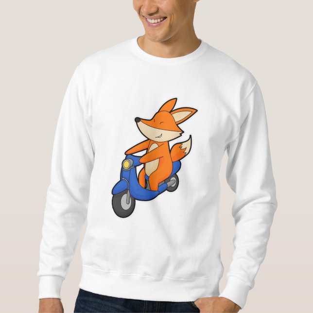 Fox som Biker med Scooter Lång Ärmad Tröja (Framsida)