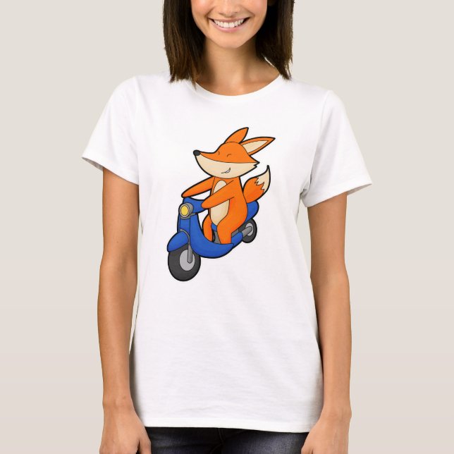 Fox som Biker med Scooter T Shirt (Framsida)