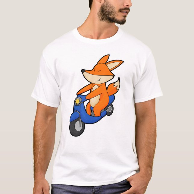 Fox som Biker med Scooter T Shirt (Framsida)