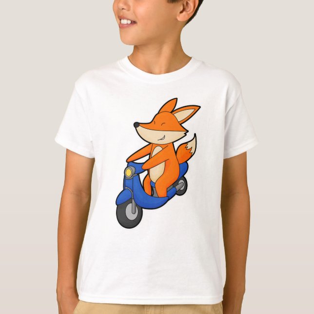 Fox som Biker med Scooter T Shirt (Framsida)