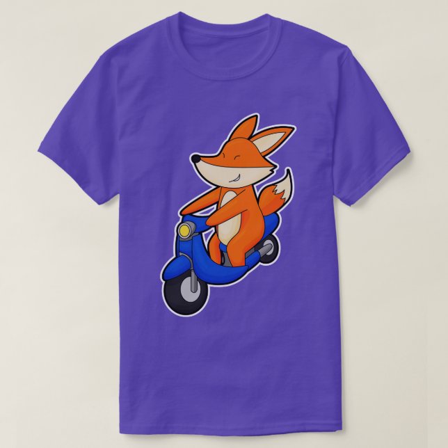 Fox som Biker med Scooter T Shirt (Design framsida)