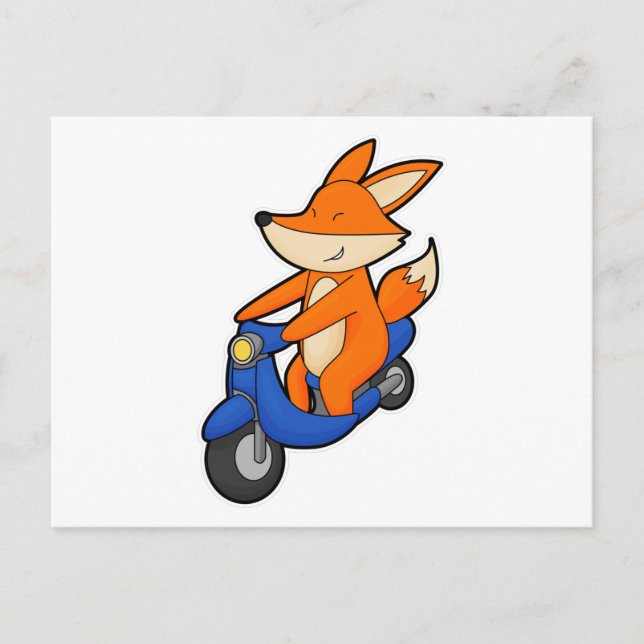 Fox som Biker med Scooter Vykort (Framsida)