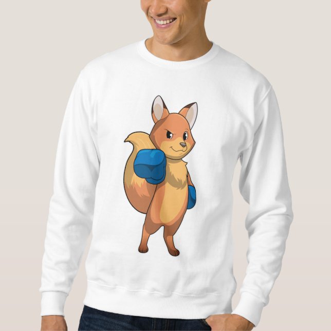 Fox som Boxer med Boxinghandskar Lång Ärmad Tröja (Framsida)