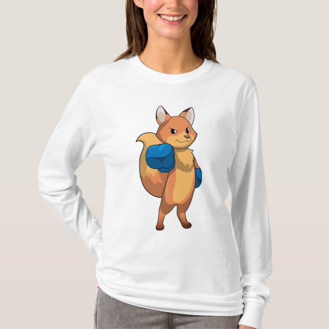 Fox som Boxer med Boxinghandskar T Shirt (Framsida)