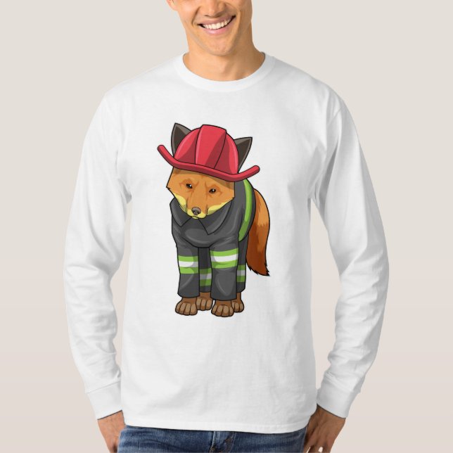 Fox som brandman med Helmet T Shirt (Framsida)