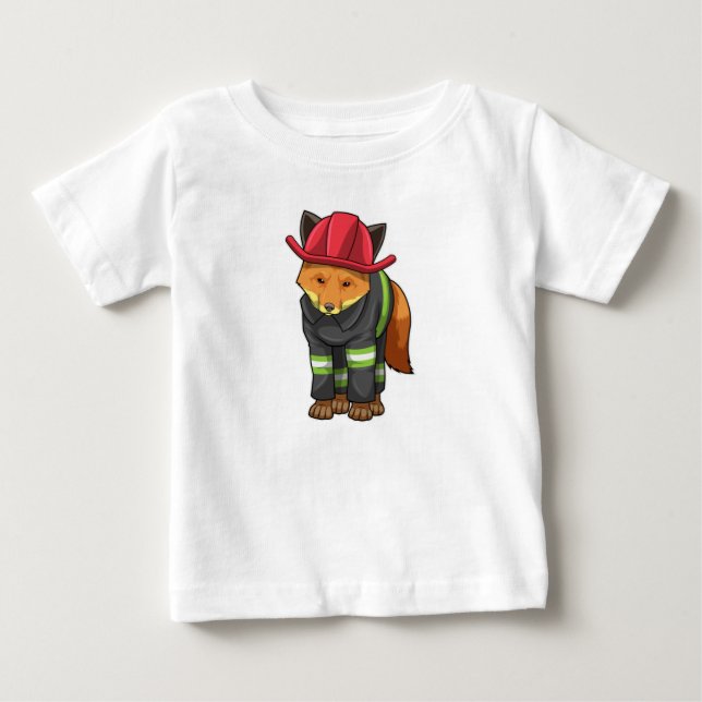 Fox som brandman med Helmet T Shirt (Framsida)
