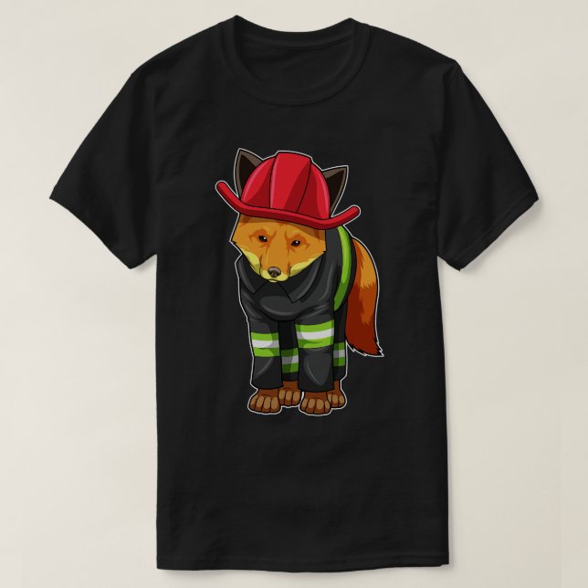 Fox som brandman med Helmet T Shirt (Design framsida)