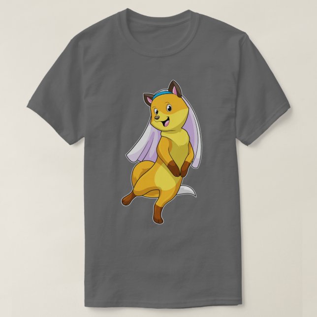 Fox som Bride med Veil 1 T Shirt (Design framsida)