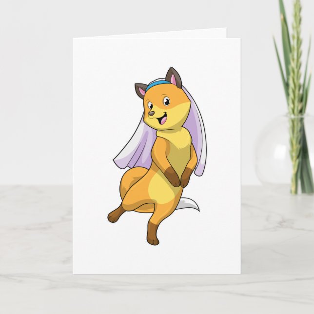 Fox som Bride med Veil Kort (Framsida)