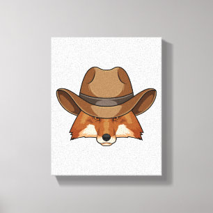 Fox som Cowboy med Hat Canvastryck