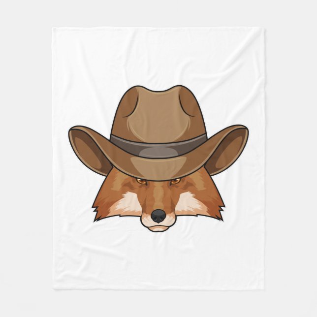 Fox som Cowboy med Hat Fleecefilt (Framsidan)