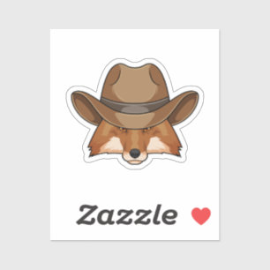 Fox som Cowboy med Hat Klistermärken