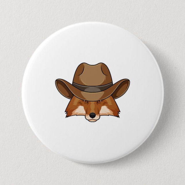 Fox som Cowboy med Hat Knapp (Framsida)