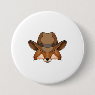 Fox som Cowboy med Hat Knapp