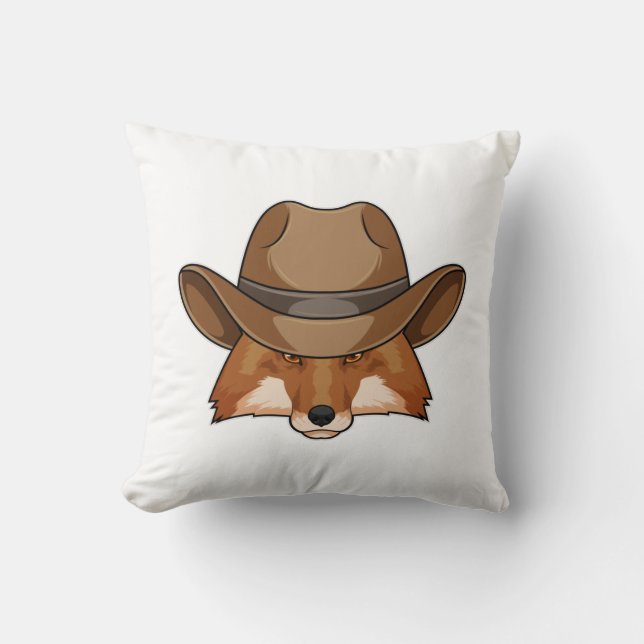 Fox som Cowboy med Hat Kudde (Framsida)