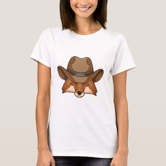 Fox som Cowboy med Hat T Shirt (Framsida)