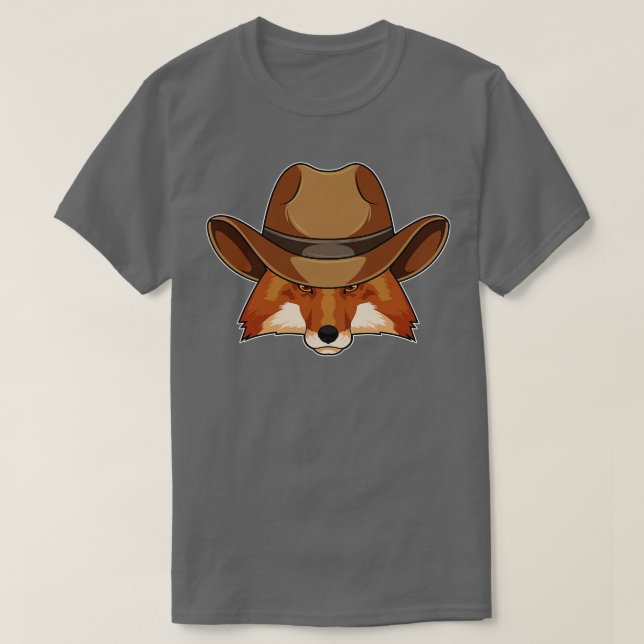 Fox som Cowboy med Hat T Shirt (Design framsida)