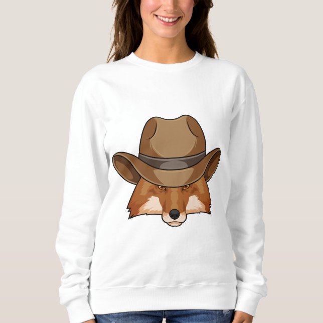 Fox som Cowboy med Hat T Shirt (Framsida)