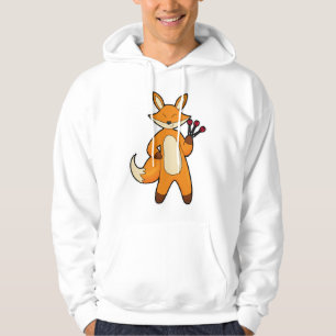 Fox som Dart-spelare med Darts Hoodie