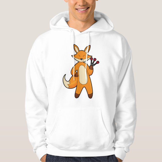 Fox som Dart-spelare med Darts Hoodie (Framsida)