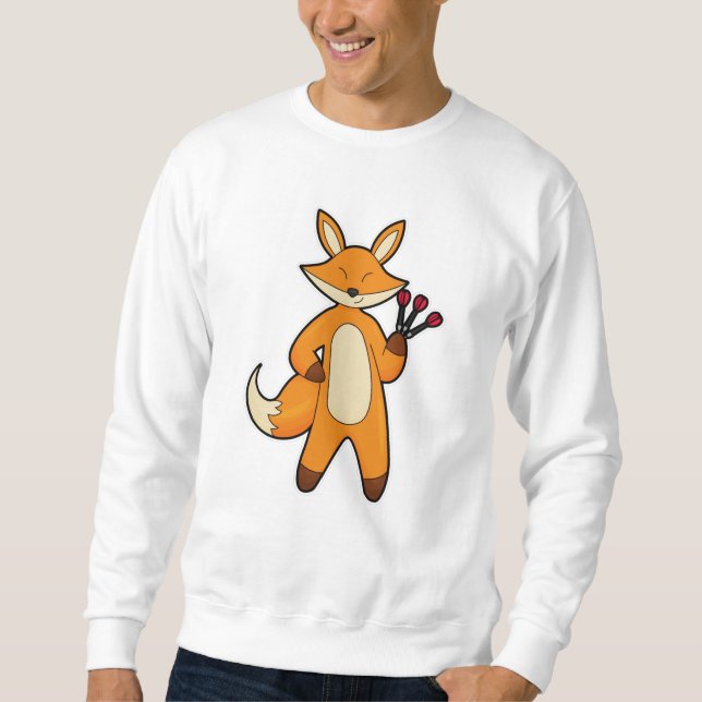 Fox som Dart-spelare med Darts Lång Ärmad Tröja (Framsida)