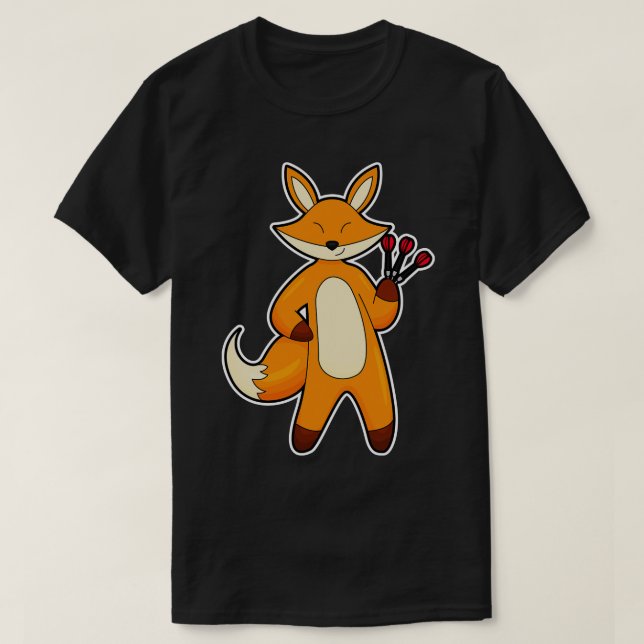 Fox som Dart-spelare med Darts T Shirt (Design framsida)