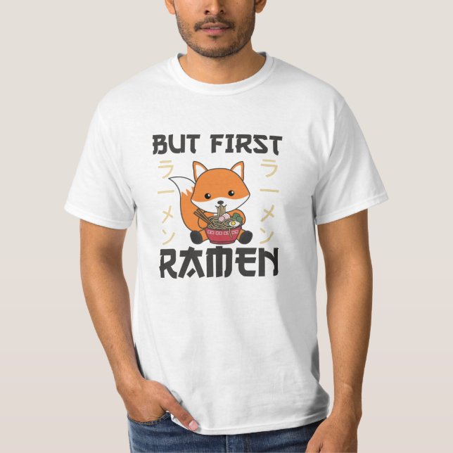 Fox som drivs av Ramen Cute Kawaii Foxes T Shirt (Framsida)